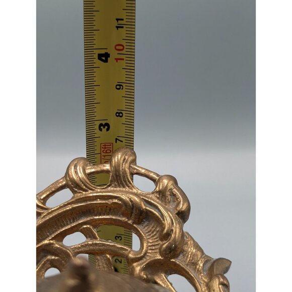 Vintage Brass Ornate Floral Inkwell with Glass Bottle & Lid - Picture 9 of 13